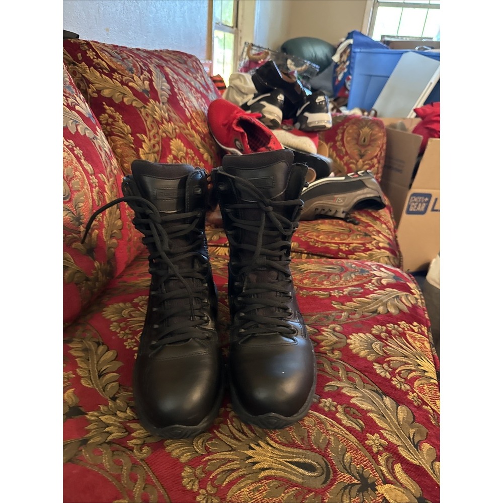 Reebok Rapid Response RB 8'' Waterproof Stealth Boot w/Side Zipper Size 8 W Mens